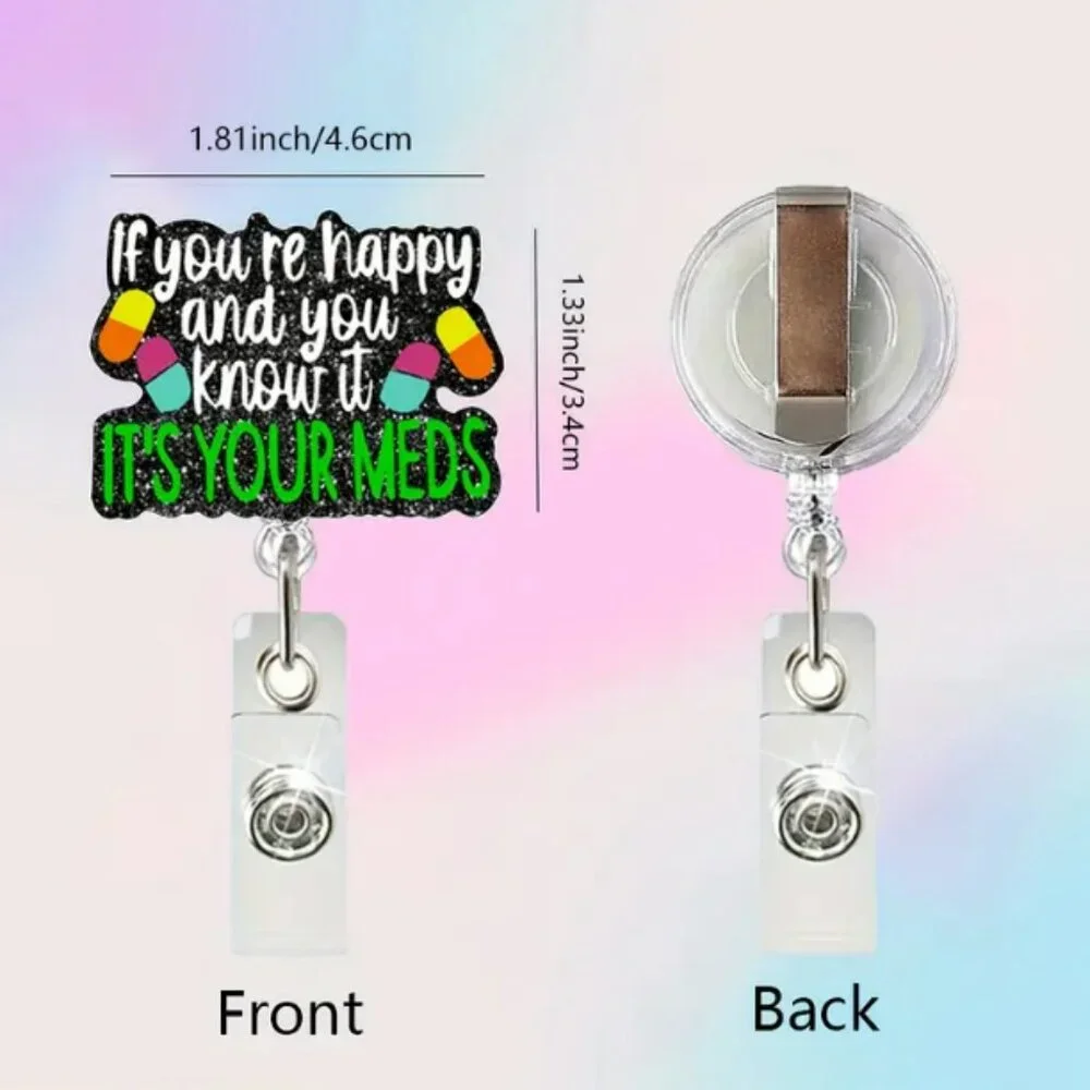 Med Tech Pharmacy Funny Badge Reel with Slip Clip
